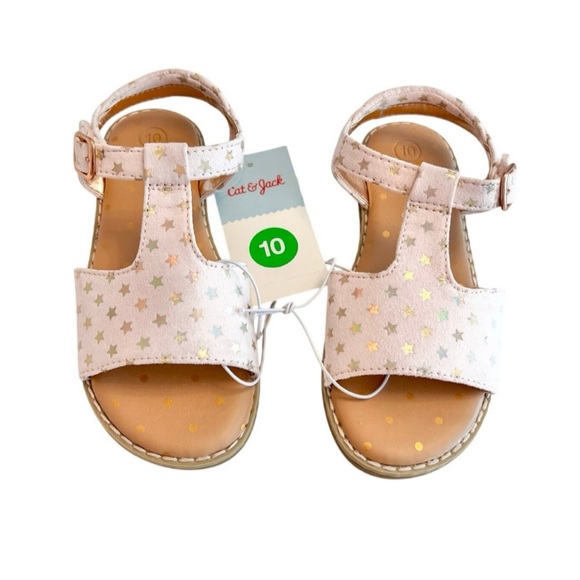 (NWT) Cat & Jack Kids' Kinsley Sandals Light Pink w/ Stars Toddler Girls Size 10 - Picture 1 of 6